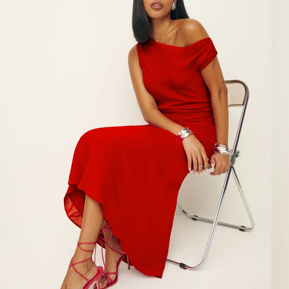 Reformation Red Off-Shoulder Dress - Picture 4 of 7